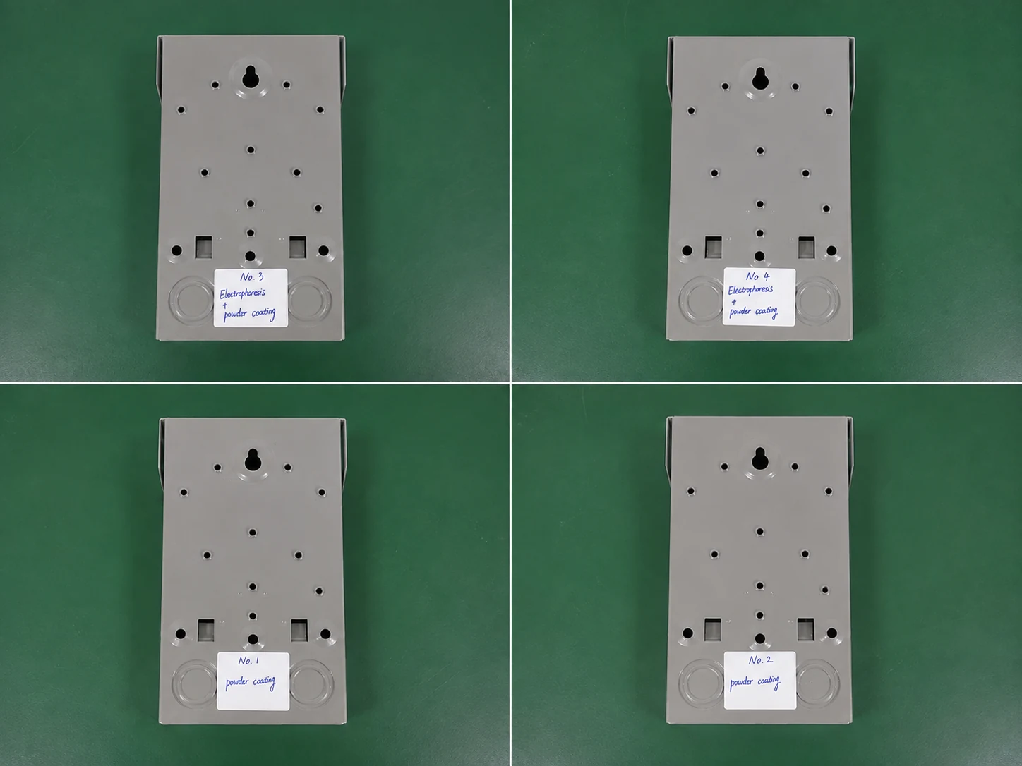 Overview of all four labeled samples before testing